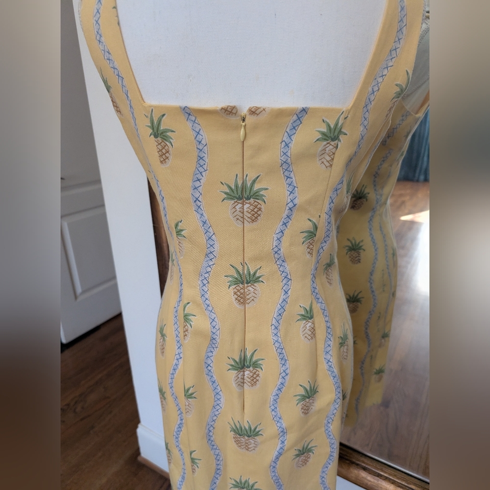 Maggy London Yellow Pineapple Print Mini Dress - Picture 6 of 8